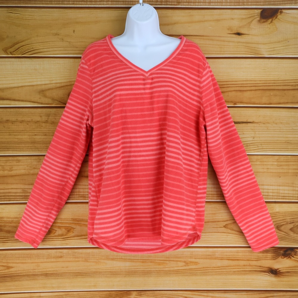 Exertek Active Tshirt Womens Size XL Pink Striped 100% Polyester Fleece‎